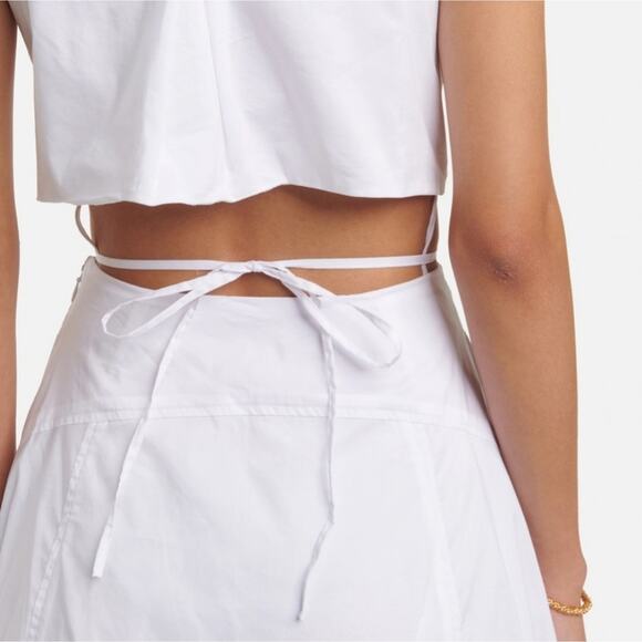 NWT$500 Jonathan Simkhai White Ansley Off-The-Shoulder Shirt Midi Dress Sz Large - Picture 6 of 16